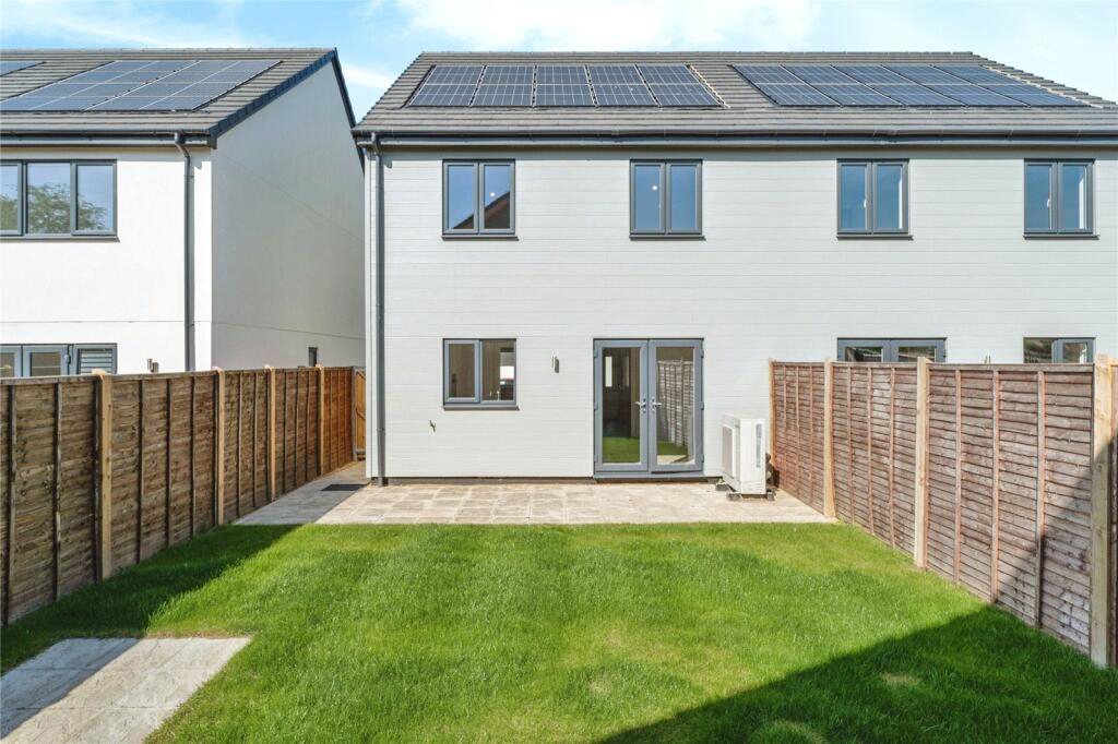Rear of a new home at Wilburton, Cambridgeshire, with solar panels